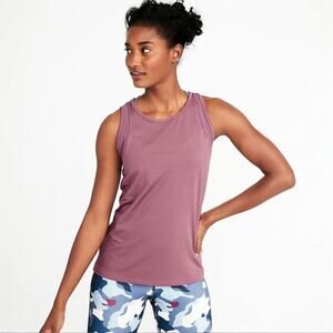 New Old Navy Active High Neck Mesh Trim Tank Top Purple Mauve Go-Dry Women's L